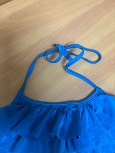 Blue Ruffled Bikini Top