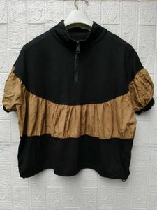 New with tag Korean Chic Black &amp; Tan Puff Sleeve T