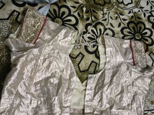 Elegant Silver Brocade Blouse