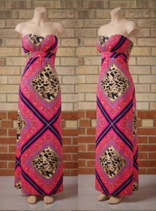 Strapless Maxi Dress with Bold Print