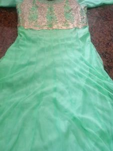 Elegant Mint Green Anarkali Kurta with salwar