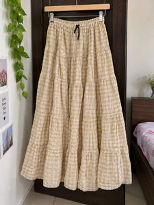 Tiered Gingham Maxi Skirt