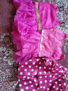 set of 3 peace Girls' Pink Dress & skirt