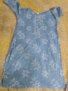 Light Blue Floral Print Kurta