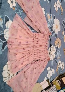 Sheer Heart Print Peplum Top