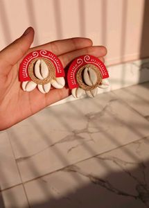 Ethnic fabric Shell Earrings
