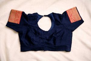 Elegant Navy Blue &amp; Red Saree excellent condition