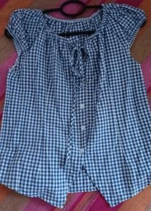 Blue Gingham Check Top