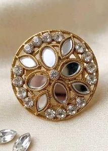 Exquisite Mirror &amp; Stone Embellished Ring
