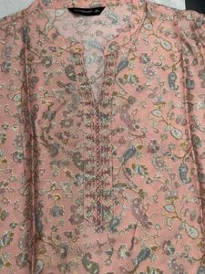 ✨ Elegant Pastel Printed Kurta – XL Size ✨