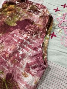 Pink Sleeveless Button-Up Top with Fairy Graphic