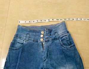Blue High-Waist Skinny Jeans