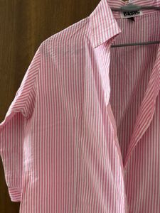 Pink Striped Button-Up Shirt