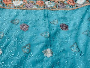 Blue Saree With Full Work Embriodery.