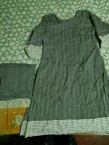 Grey Printed Kurta Set