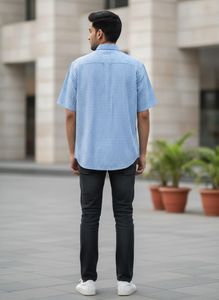 Blue Gingham Short Sleeve Shirt