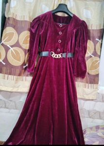 Burgundy Velvet Maxi Dress