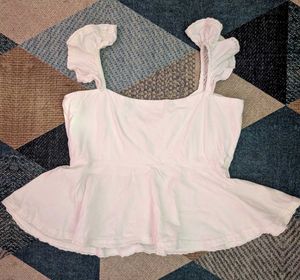 white frill sleeveless top