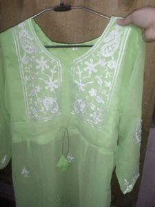 Lime Green Embroidered Kurta