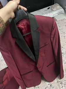 Men's Burgundy Suit Set