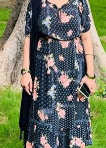 Boho Floral Print Midi Dress