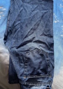 Women’s Dark Blue Ripped Wide-Leg Jeans | High-Wai