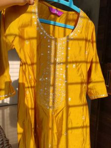 Libas Mustard Yellow Embroidered Kurta Set