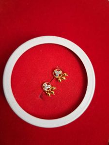 Gold Stud Earrings with Stones