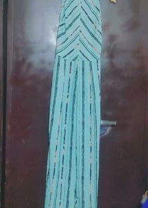 Light Cyan Color Striped Jumpsuit For 32 Bust