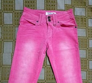 Vibrant Pink Flare Corduroy Pants