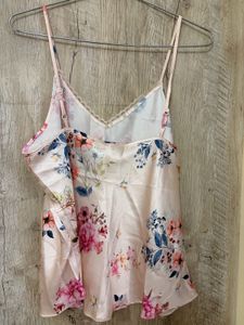 Floral Print Silk Robe &amp; Camisole Set