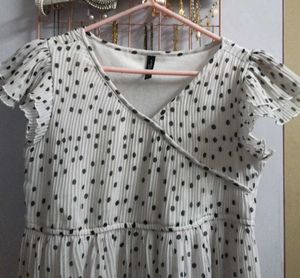 Polka Dot Pleated Midi Dress
