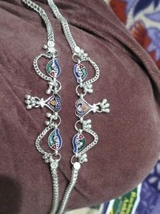 Silver Anklets with Colorful Accents