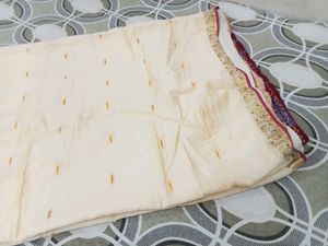 Elegant Cream and Gold Saree