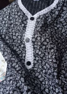 Printed Khadi Cotton Kurti in black colour 3xl