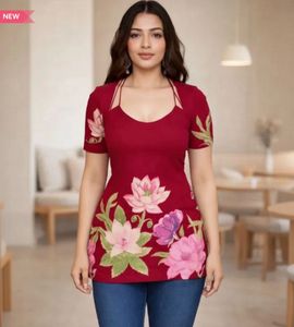 Beautiful Floral Print Corset Short Kurta