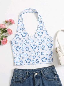 🌸Cute Floral Print Halter Crop Top🌸