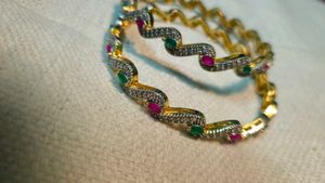 Gold plated stone bangles sets ✨️