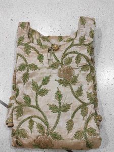 Beige Embroidered Kurta