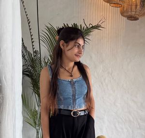 Stylish Denim Zip-Up Crop Top