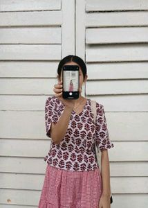 White and maroon ethnic top