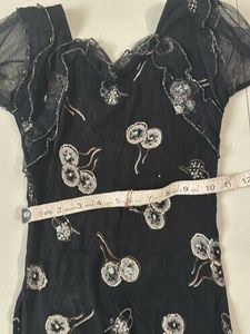 Black Embroidered Kurta Set with Bag