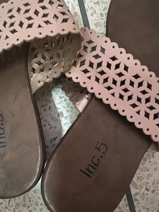 Inc.5 Women's Beige Cutwork Sandals