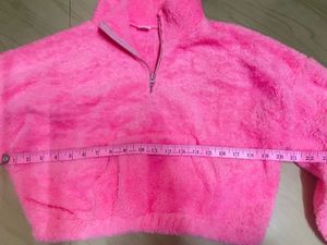 Pink Fuzzy Cropped Pullover