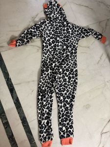 Cozy Leopard Print Hooded Onesie