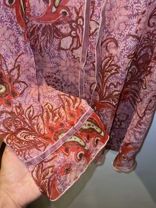 Paisley Print Sheer Long sleeve y2k top