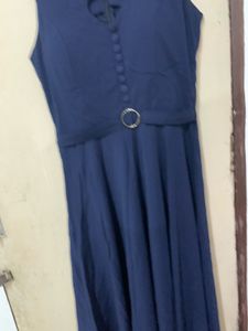 Elegant Navy Blue Sleeveless Maxi Dress