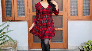 Chic Red Plaid Fit &amp; Flare Dress