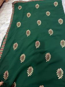 Elegant Green Embroidered Saree