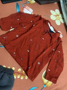 Cute Red Guitar Print Outfit